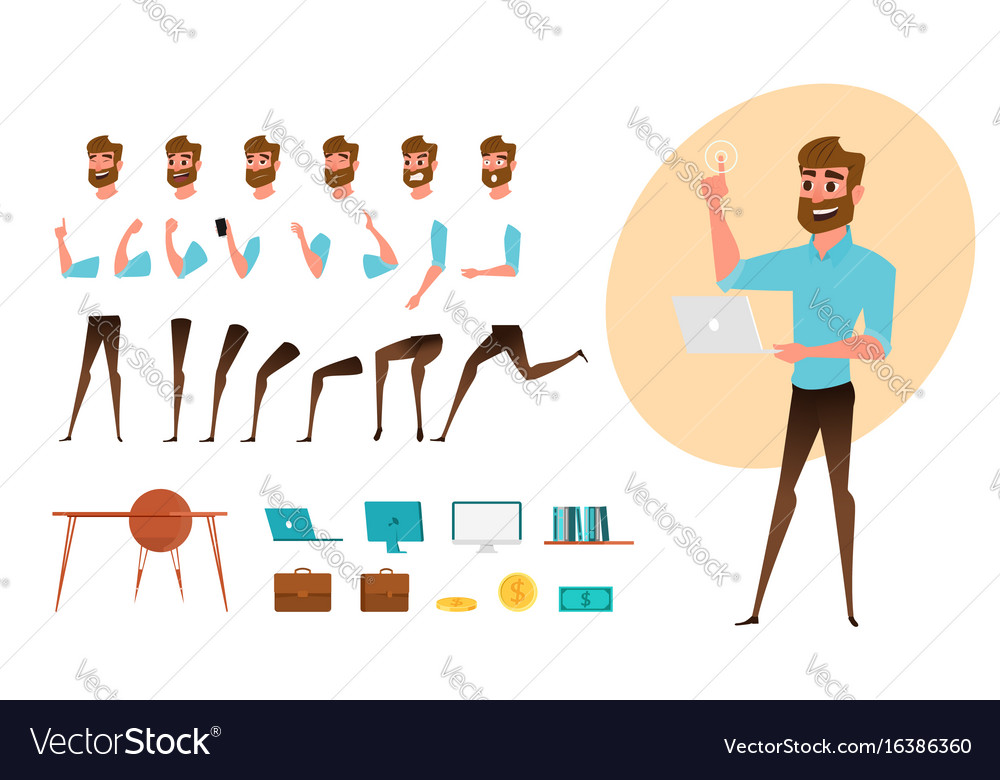 Businessman character creation set for animation