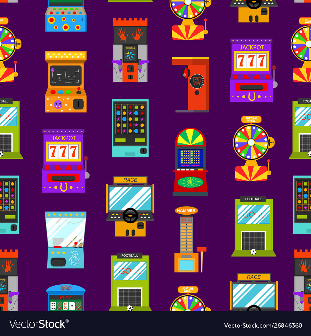 Cartoon color game machine seamless pattern vector image Cartoon color game machine seamless pattern