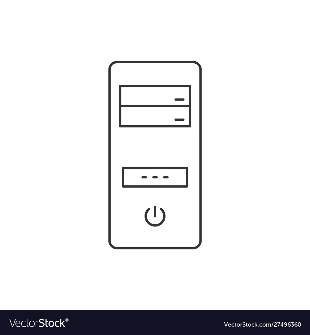 Computer system unit linear icon on white Vector Image