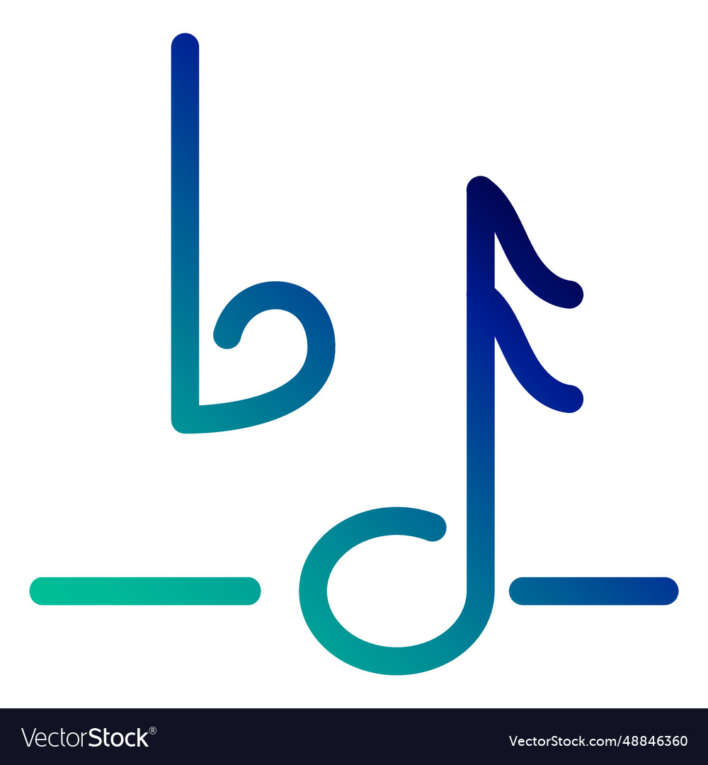Flat note symbol gradient stroke vector image Flat note symbol gradient stroke
