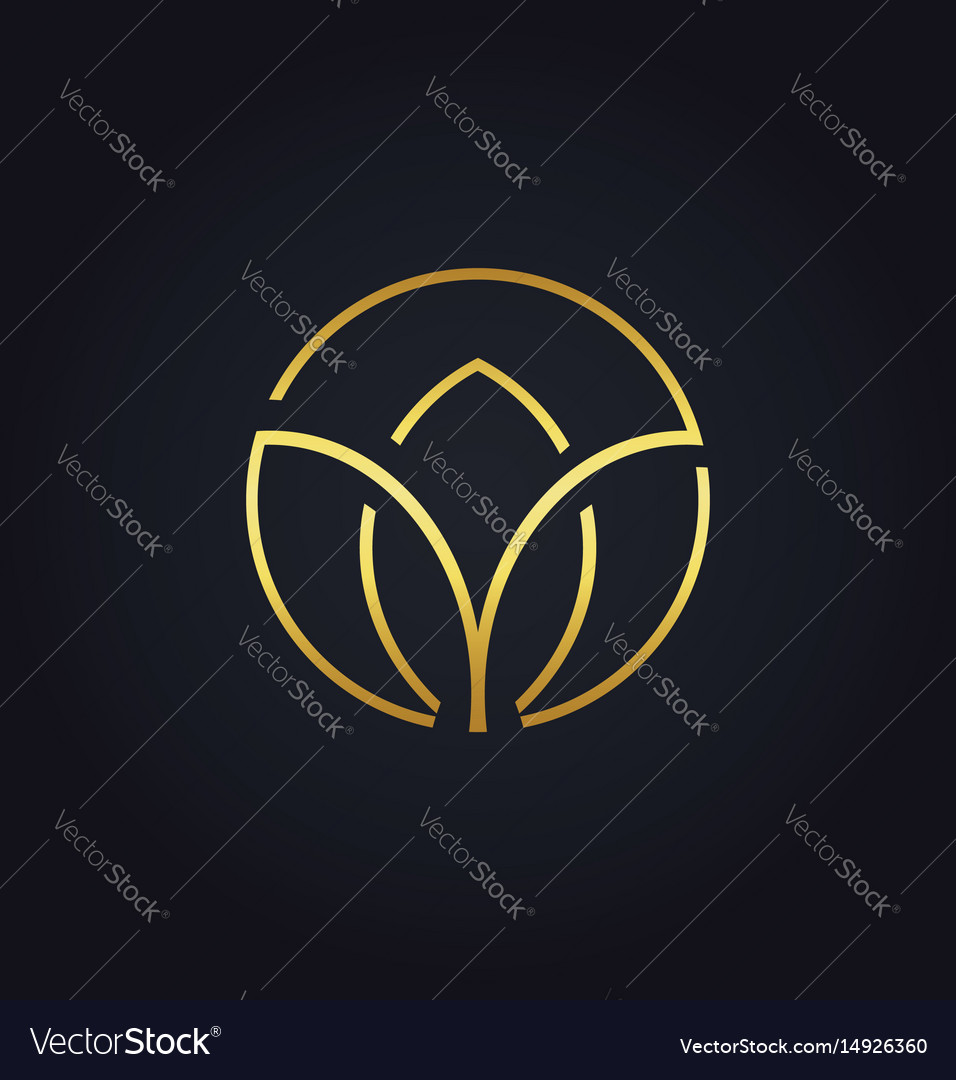 Gold beauty abstract spa flower logo Royalty Free Vector