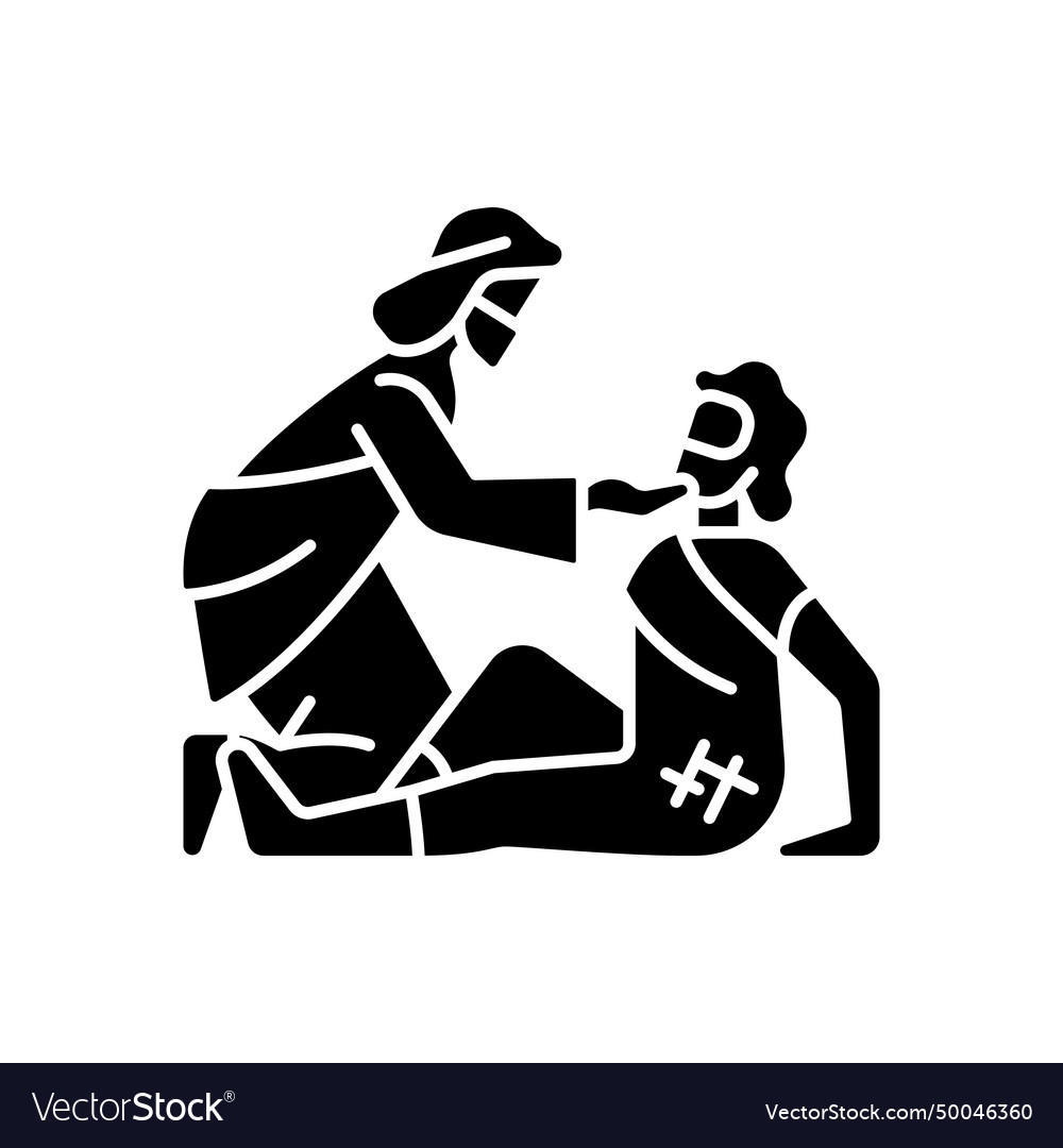 Good samaritan black glyph icon Royalty Free Vector Image