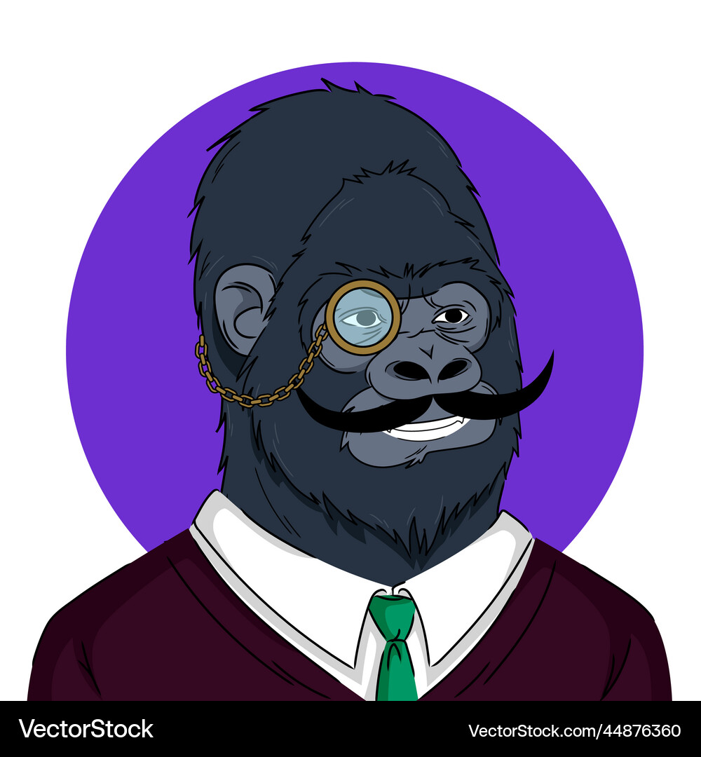 Gorilla with a monocle in suit nft concept – Royalty-Free Vector |  VectorStock