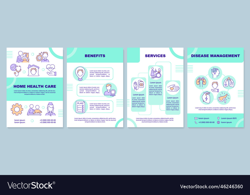 Home health care turquoise brochure template Vector Image