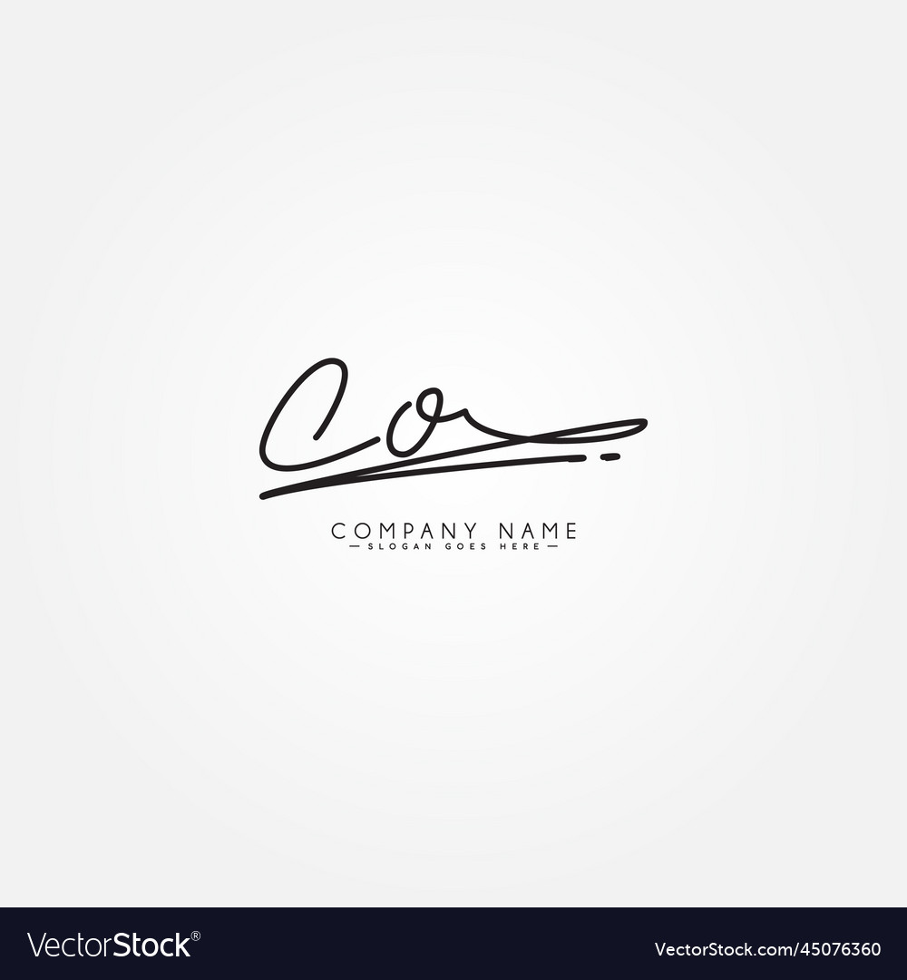 Initial signature logo for letter co Royalty Free Vector