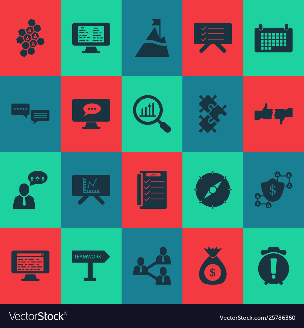 Job icons set with pros with cons online team Vector Image