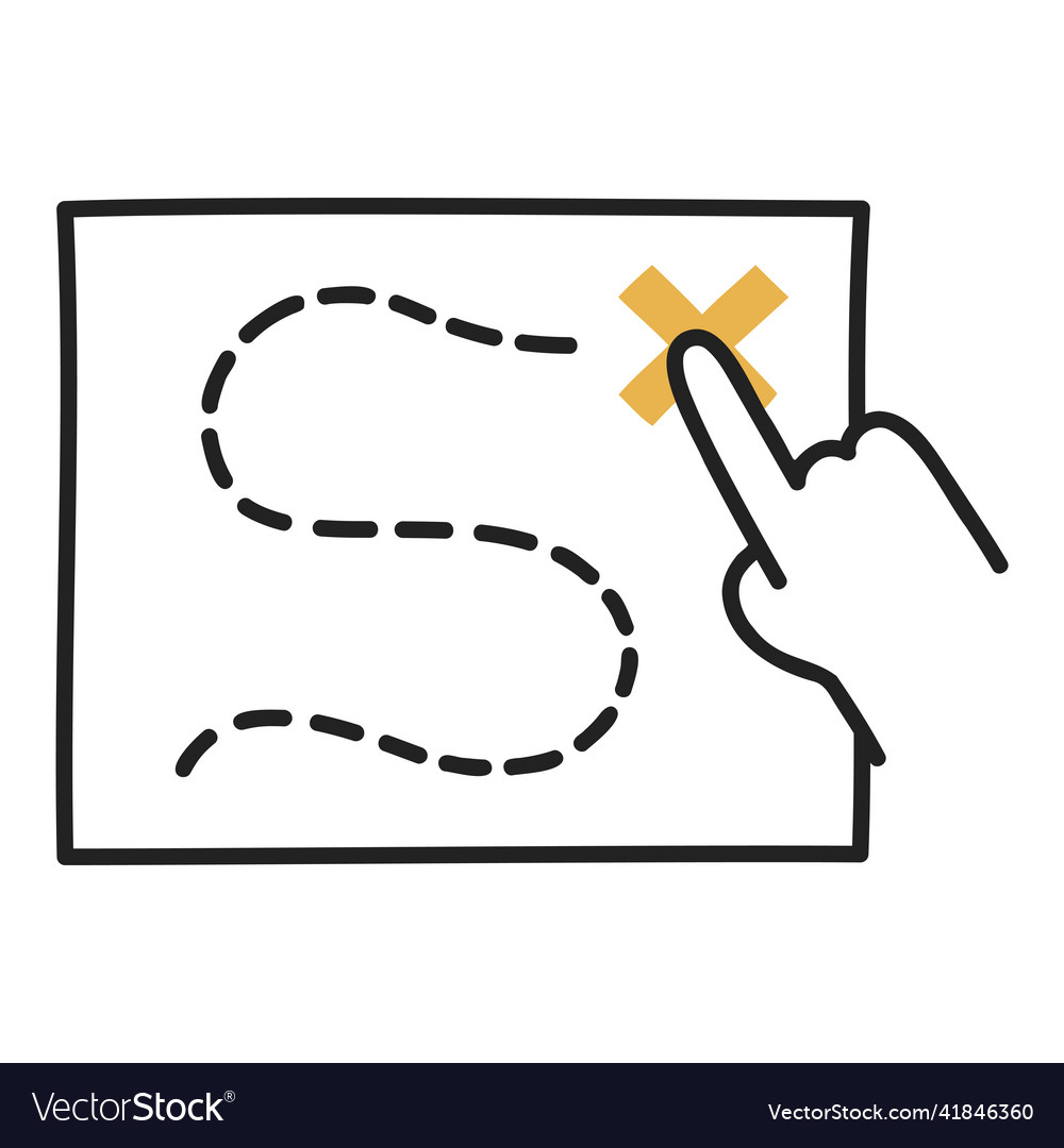 Treasure map hand drawn doodle icon
