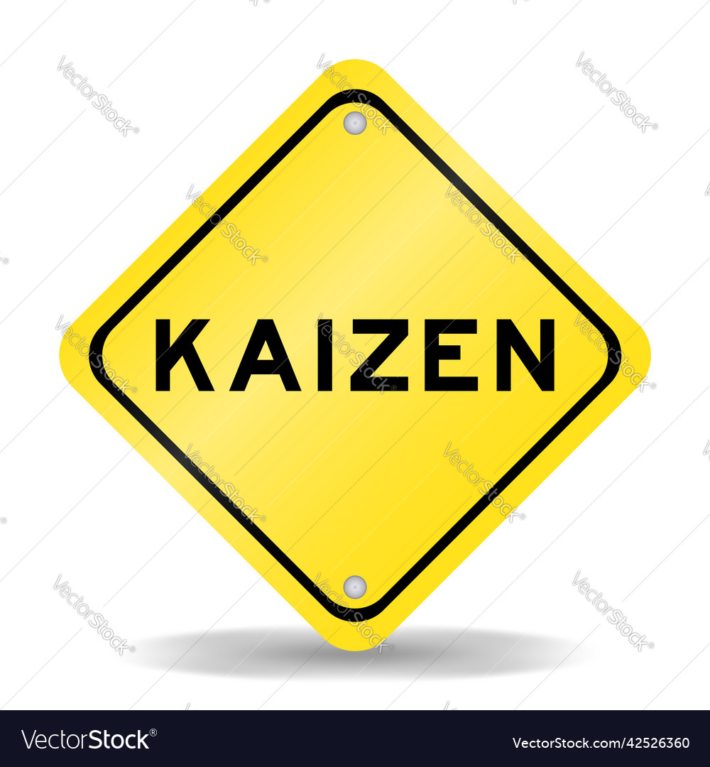 Yellow color transportation sign with word kaizen Vector Image