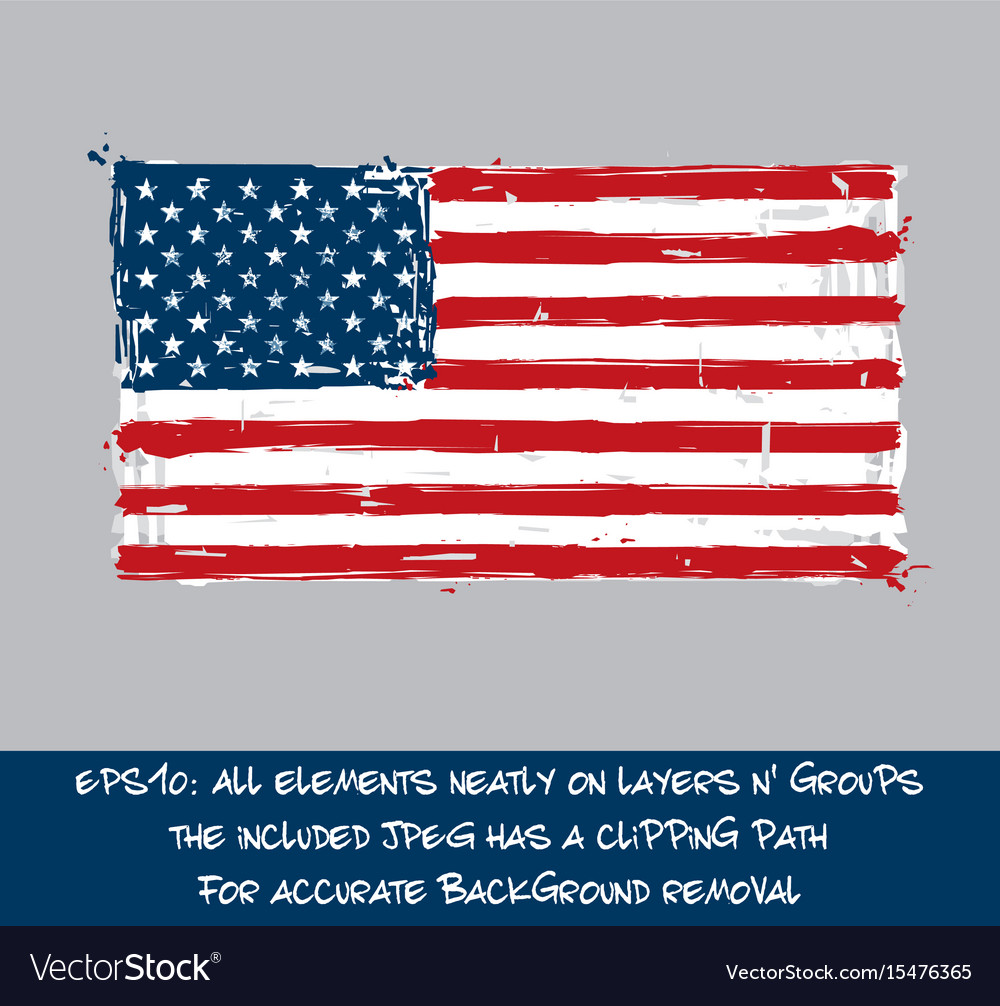 American flag flat - artistic brush strokes and Vector Image