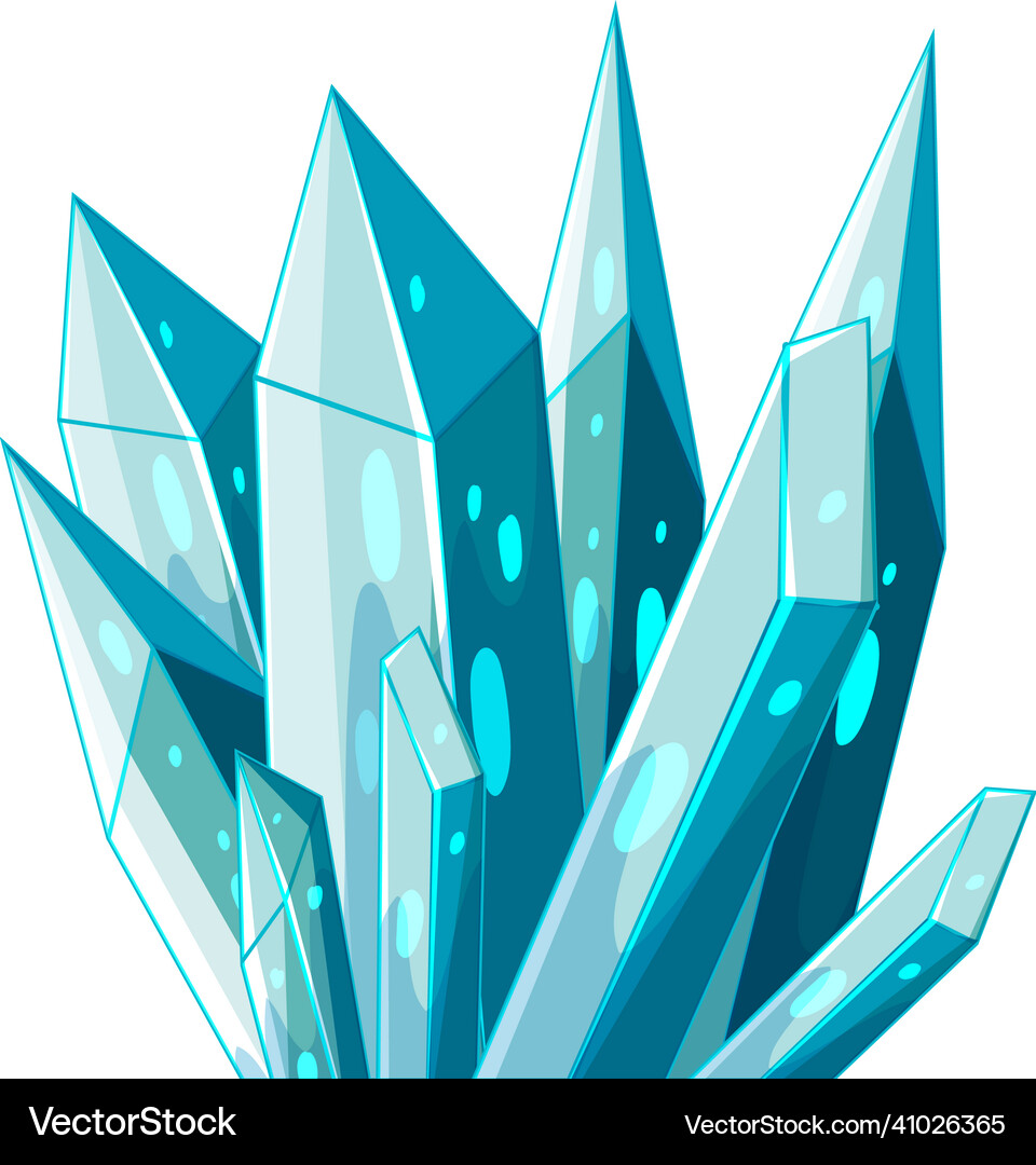Blue crystal in cartoon style Royalty Free Vector Image