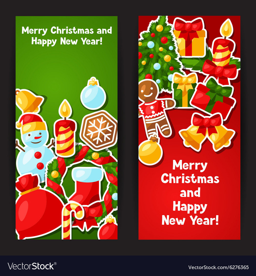 Christmas New Year Sticker Banners