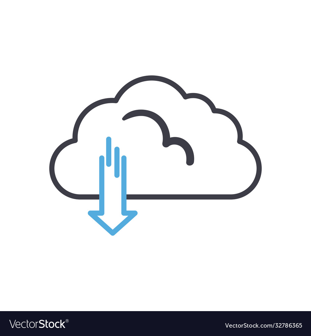 Cloud computing with download arrow line style