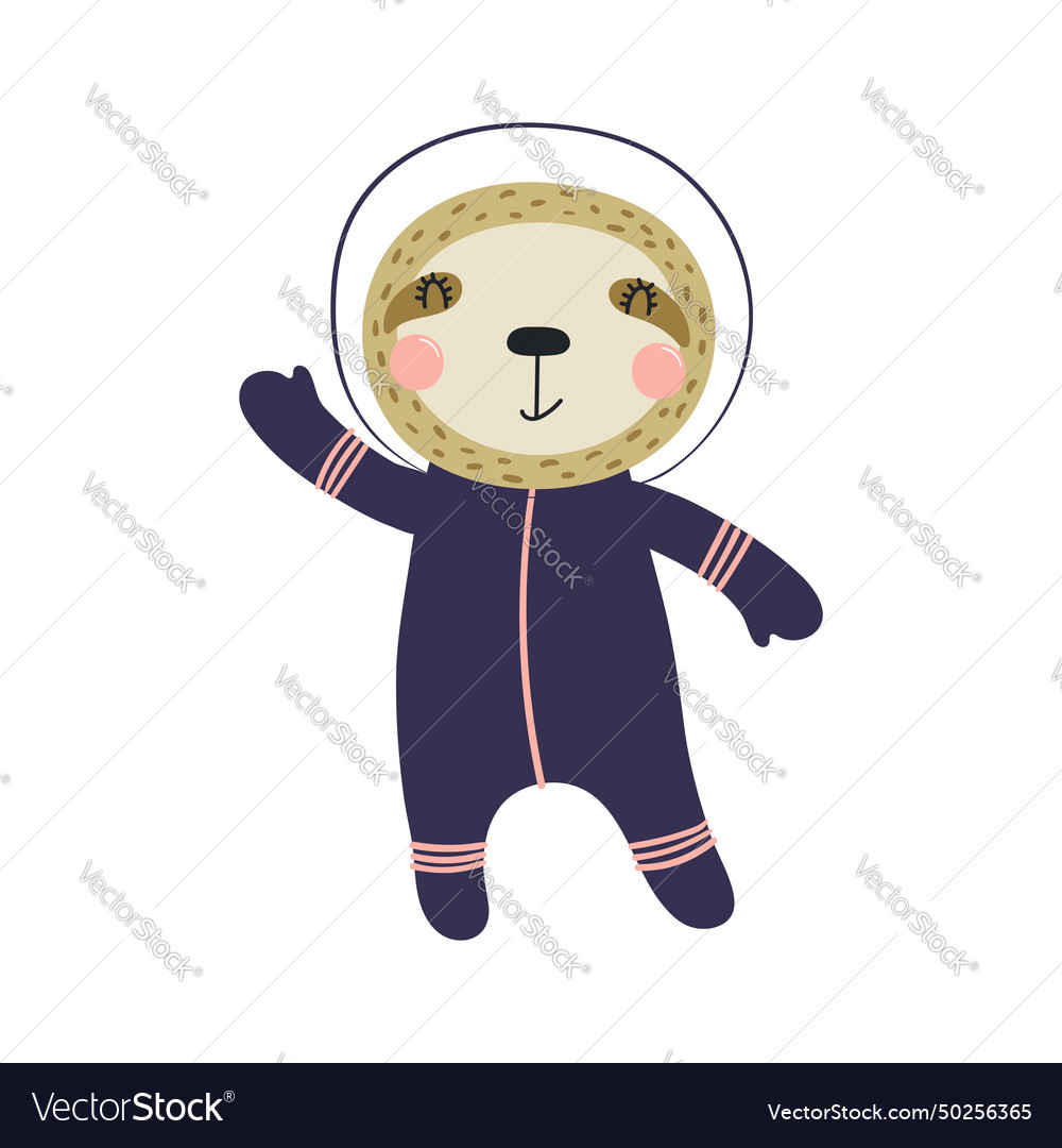 Cute funny sloth astronaut in space suit cartoon vector image Cute funny sloth astronaut in space suit cartoon
