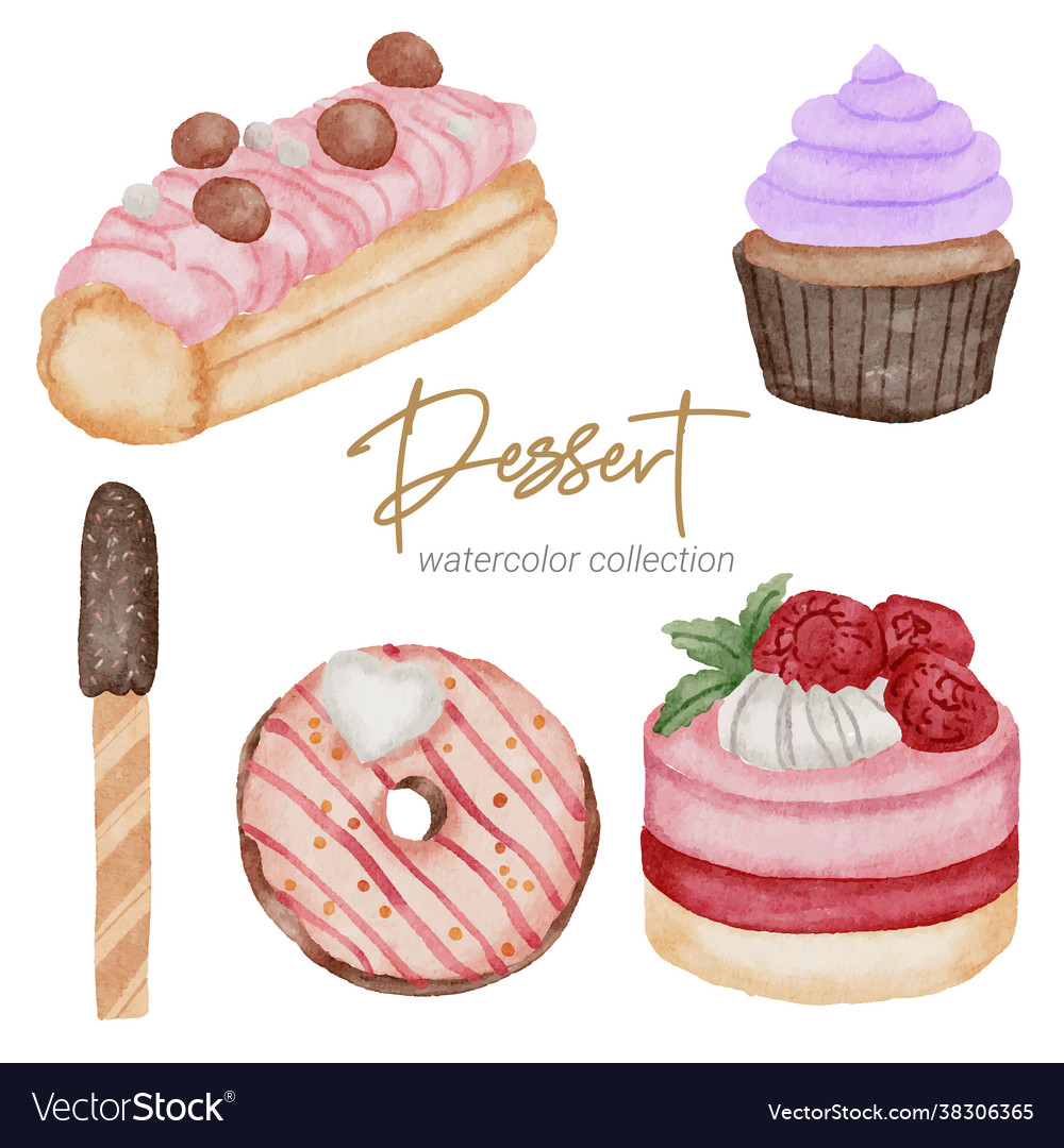 Dessert watercolor hand paint collection