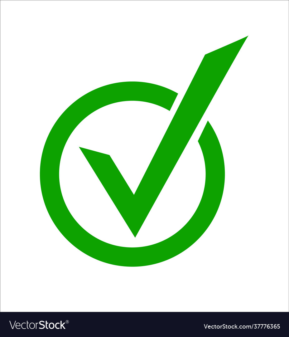 Green check mark icon in a circle tick symbol in Vector Image