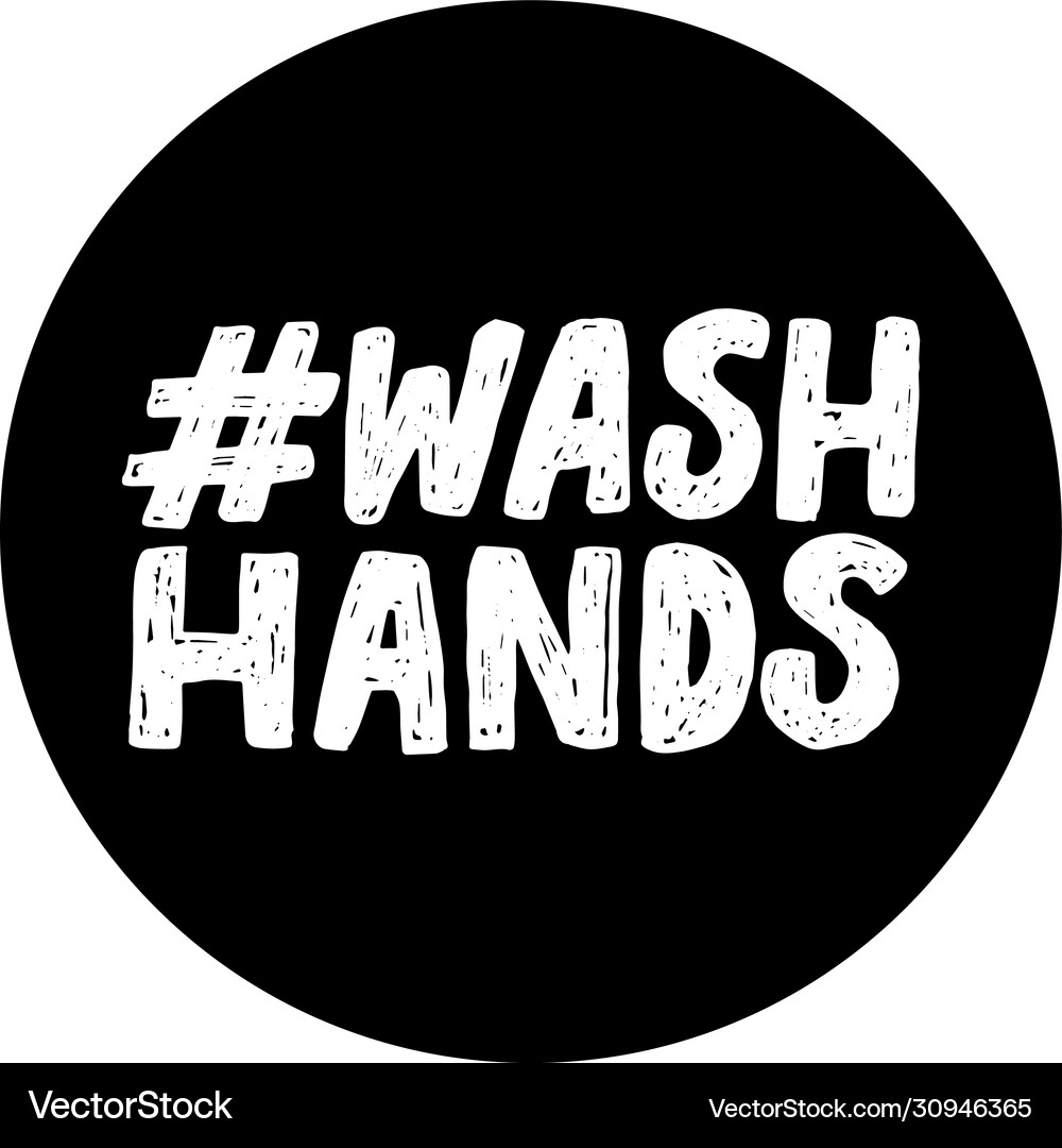 Hand drawn lettering with wash hands hashtag Vector Image