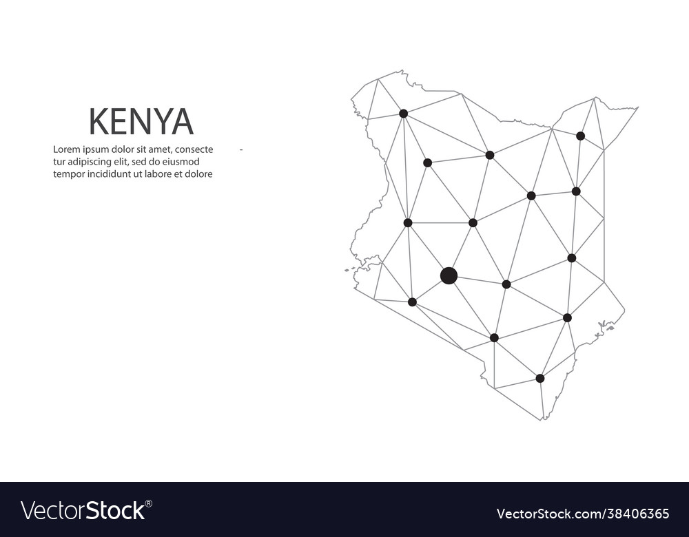 Kenya communication network map low poly image