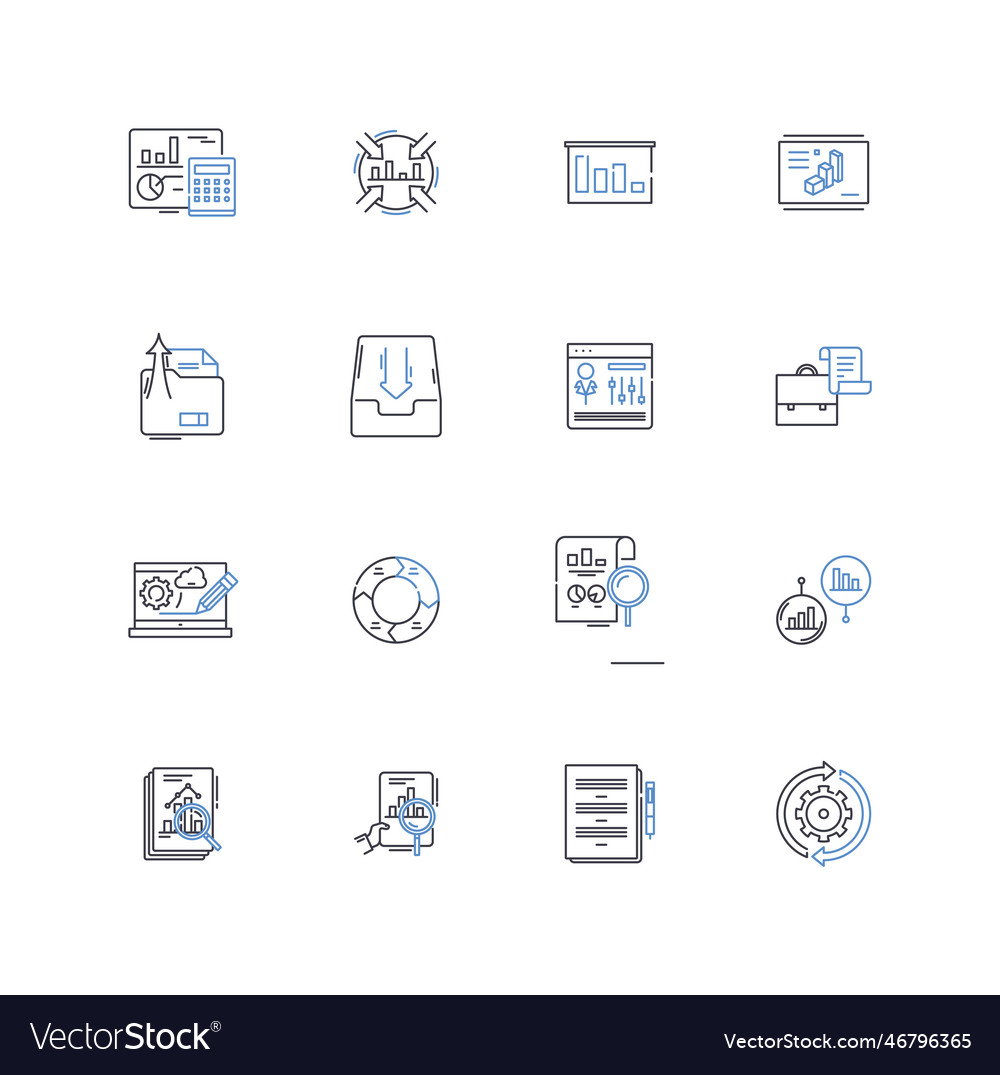 Knowledgebase system line icons collection