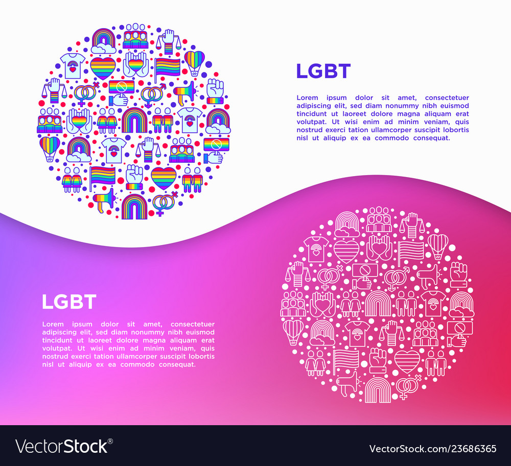 Lgbt concept in circle with thin line icons vector image Lgbt concept in circle with thin line icons