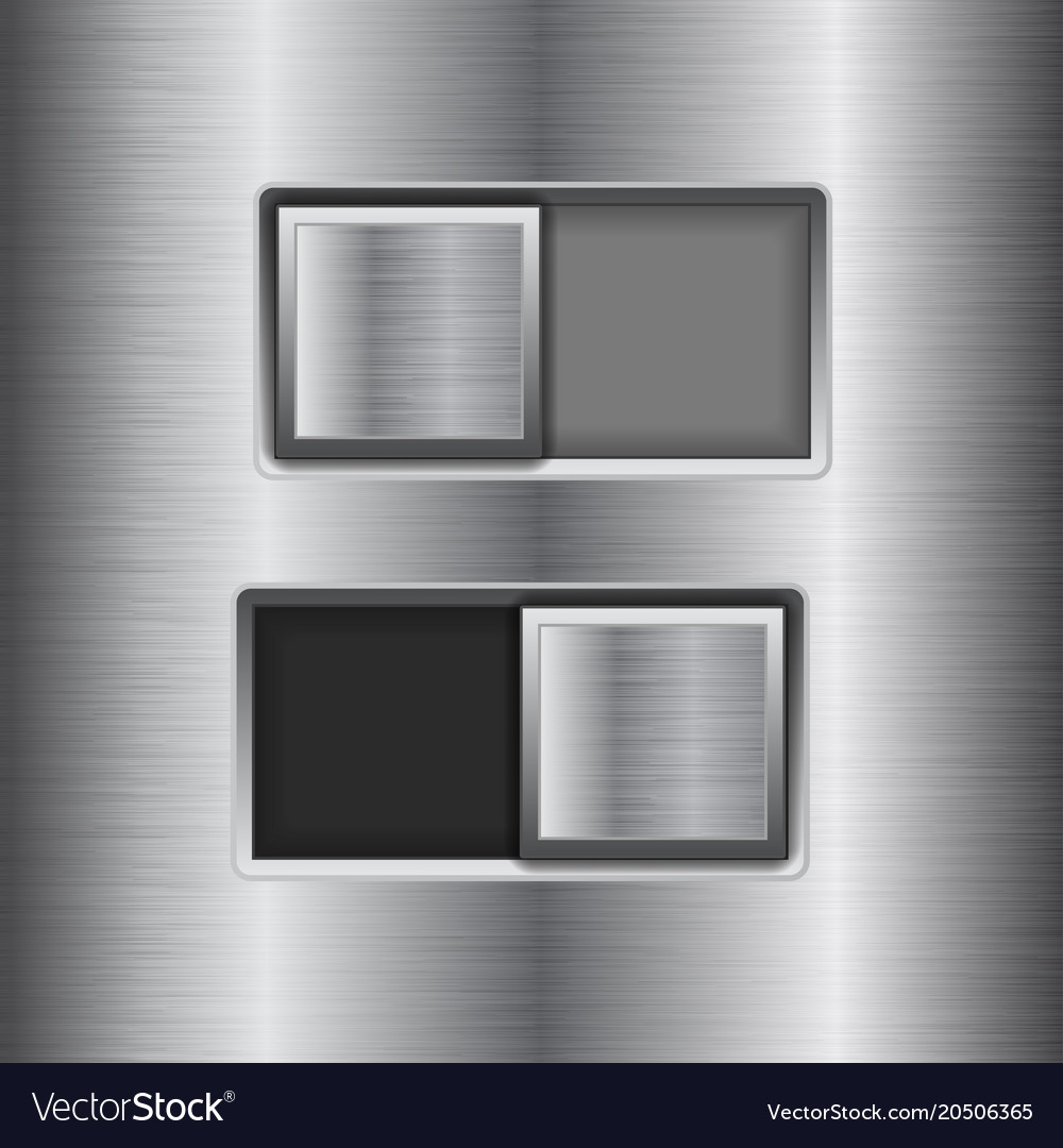 On and off square slider buttons metal switch Vector Image