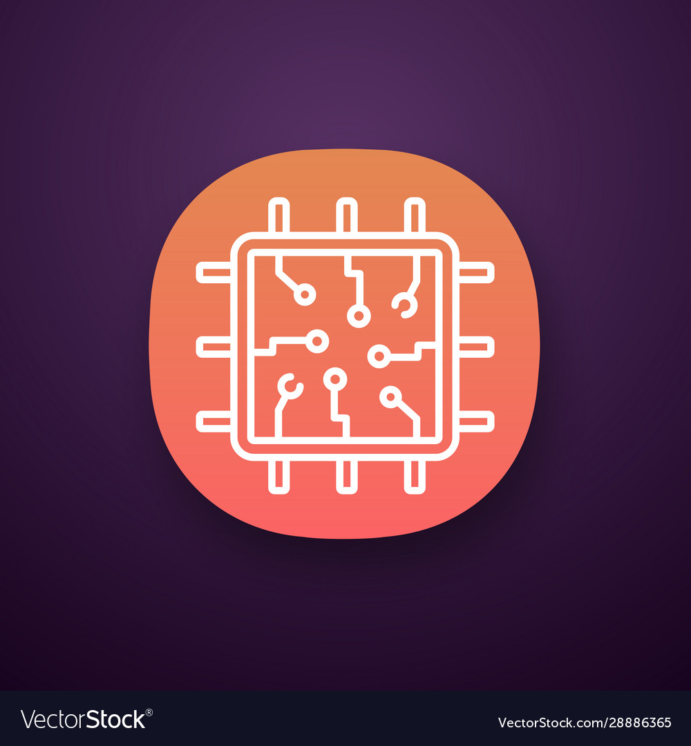 Processor with electronic circuits app icon vector image Processor with electronic circuits app icon