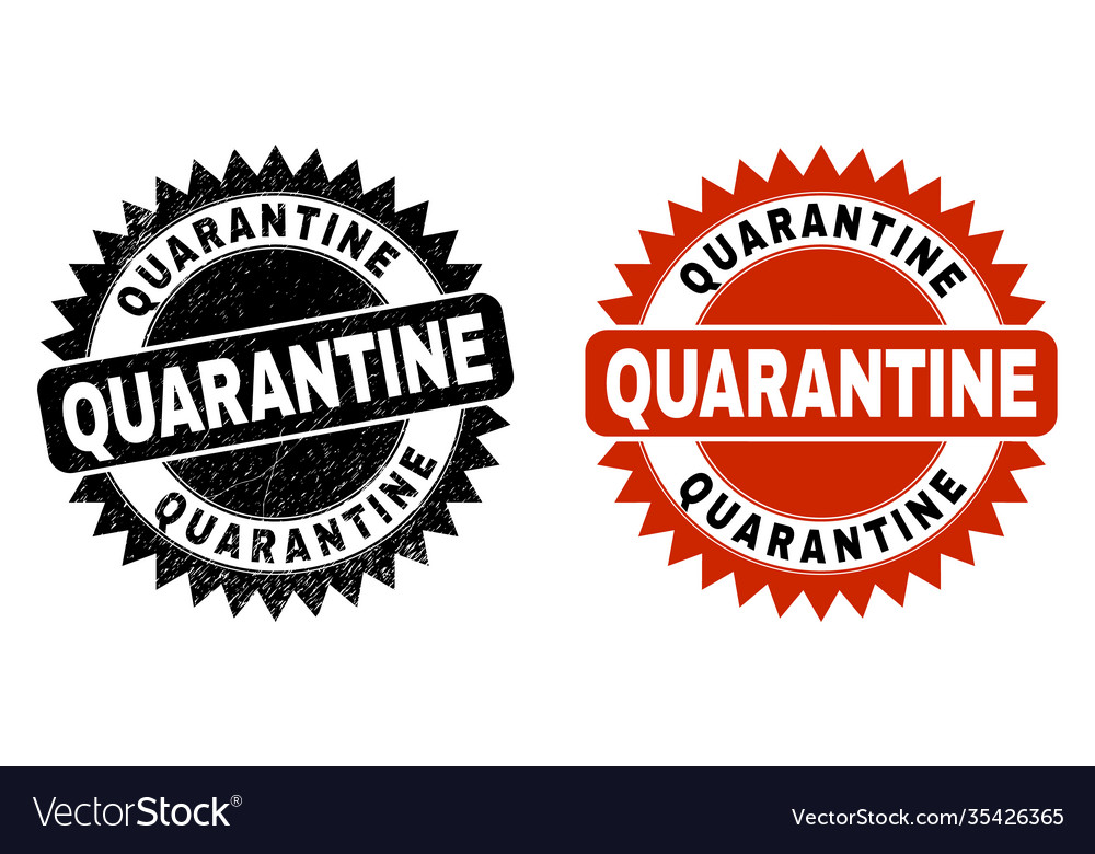 Quarantine black rosette stamp seal with corroded