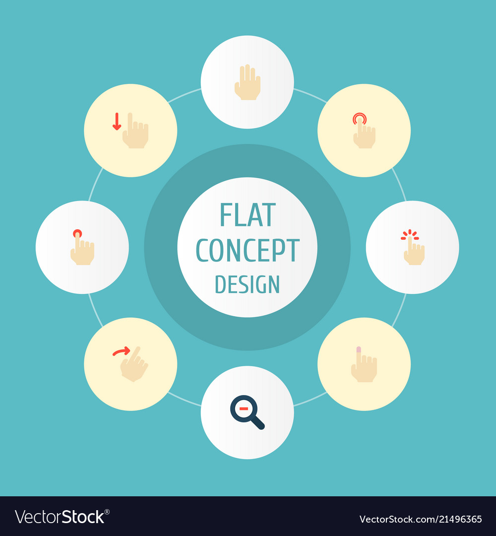Set gestures icons flat style symbols