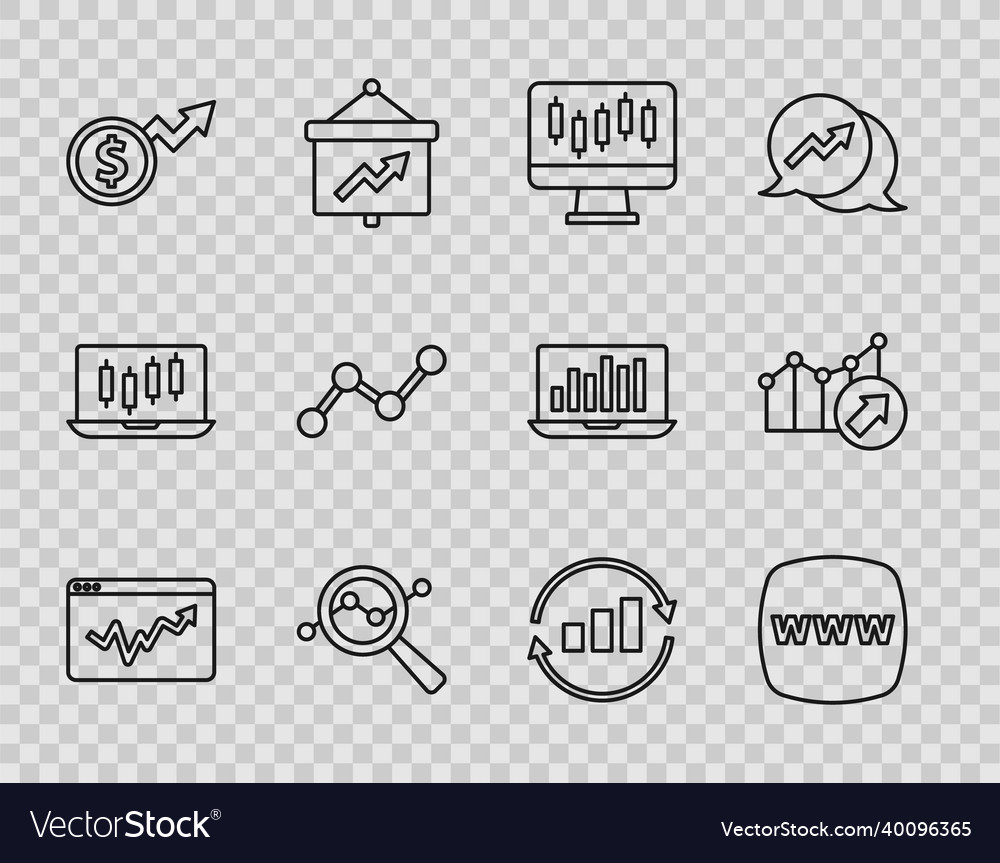Set line graph chart infographic website template vector image Set line graph chart infographic website template