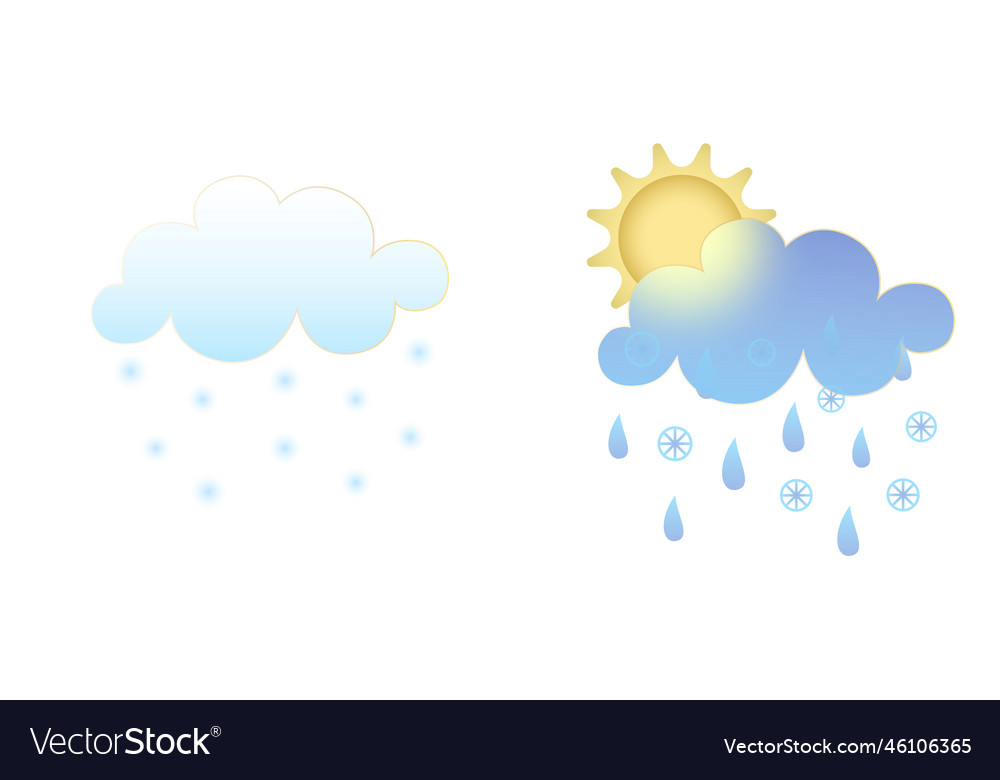 Set of weather icons glassmorphism style symbols