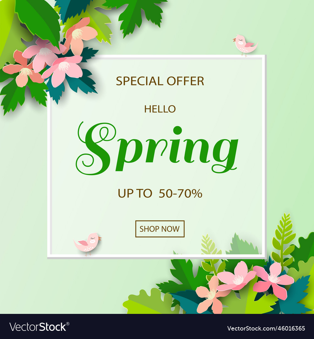 Spring sale background with colorful leaves Vector Image