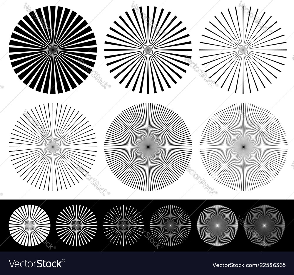Starburst converging lines element set monochrome vector image Starburst converging lines element set monochrome