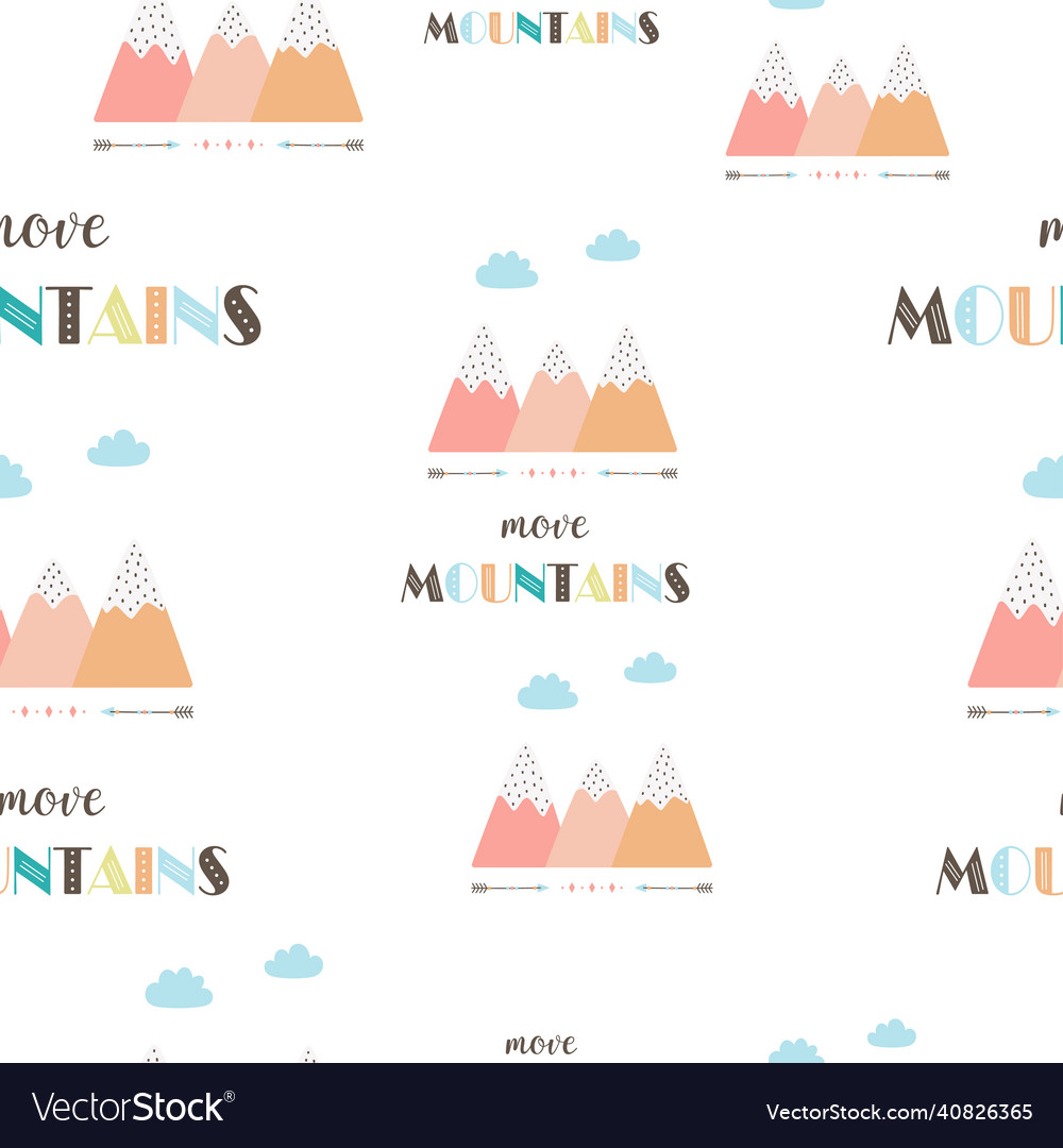 Tribal seamless pattern with mountains