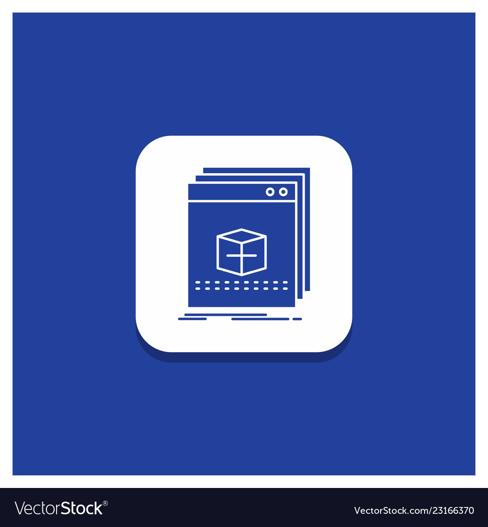 Blue round button for software app application