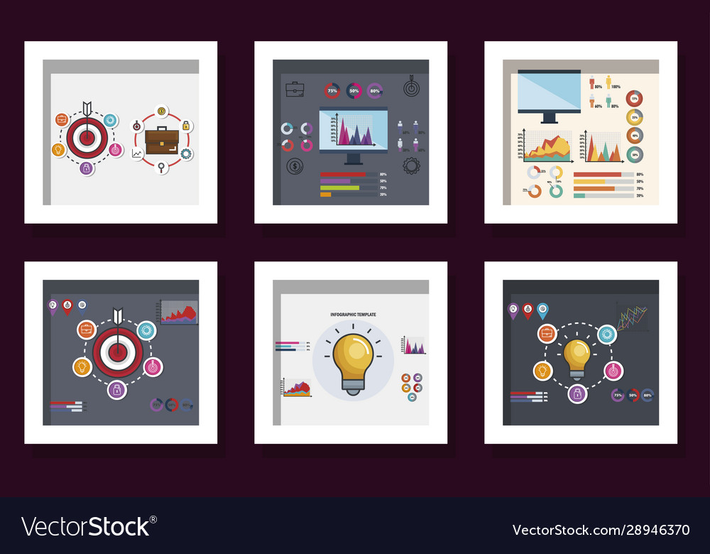 Bundle statistics infographic icons Royalty Free Vector