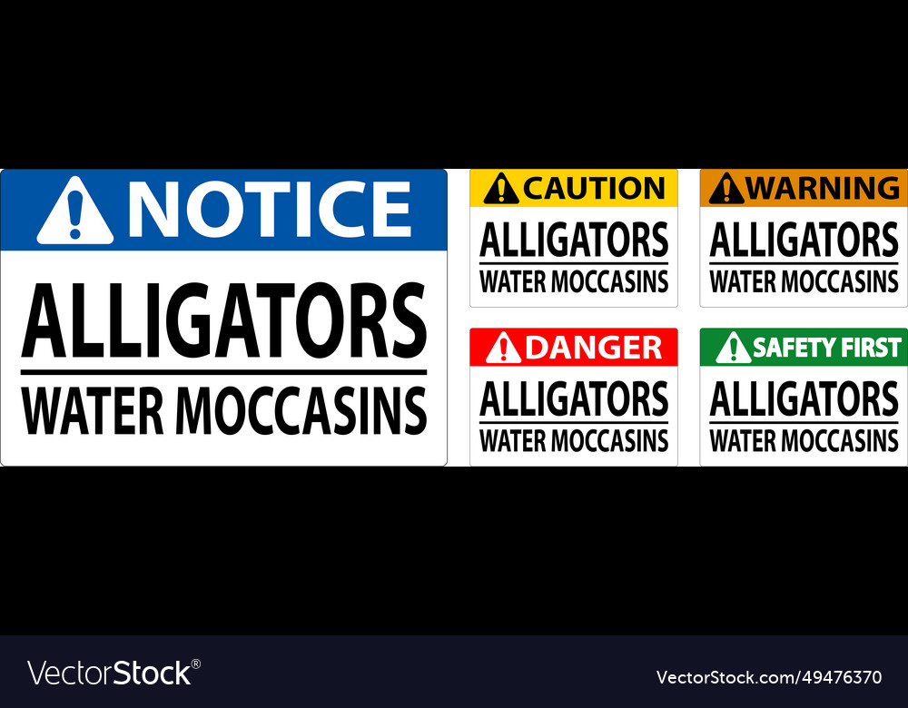 Danger sign alligators - water moccasins Vector Image