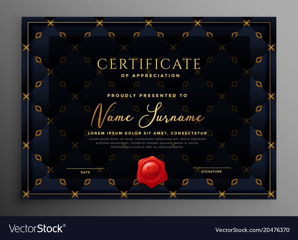 Dark Luxury Certificate Template Design Royalty Free Vector 2827