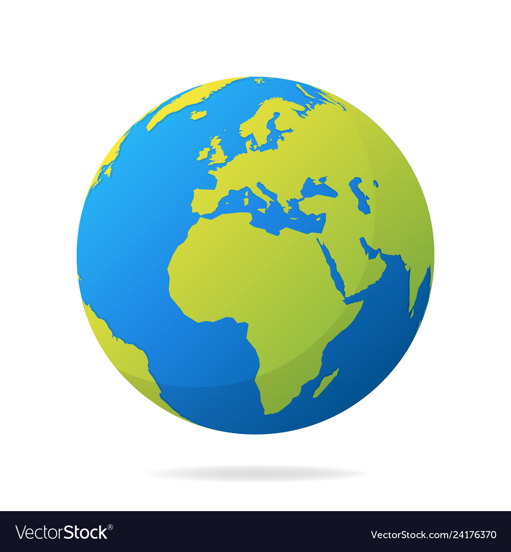 Earth globe with green continents modern 3d world Vector Image