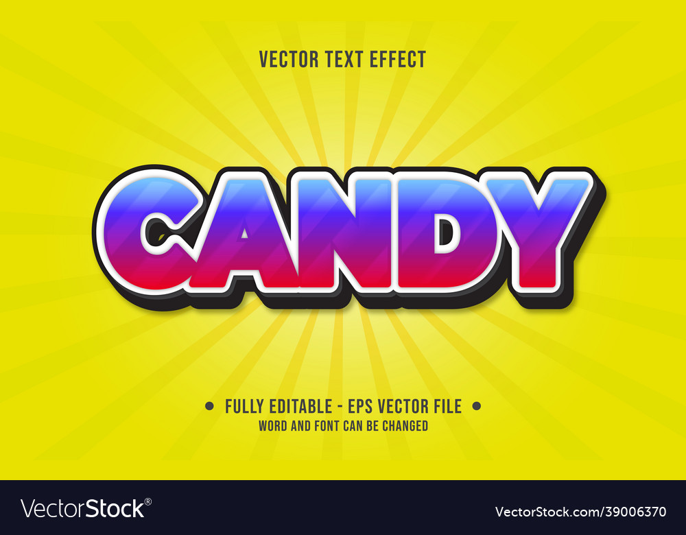 Editable text effect gradient colorful candy vector image Editable text effect gradient colorful candy