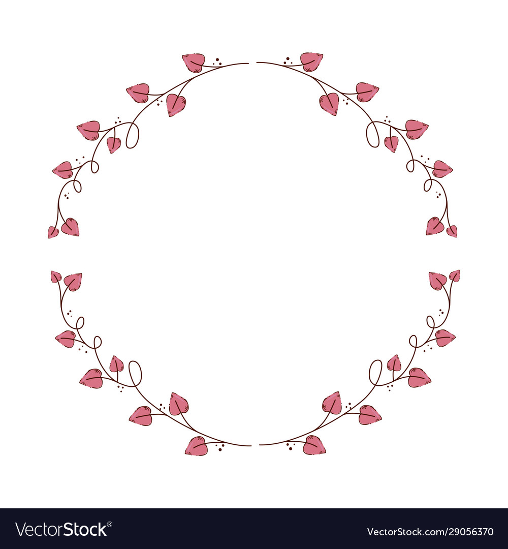 Frame circular leafs in shape heart isolated