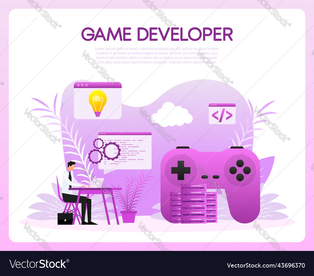 Game development digital simulation video games vector image Game development digital simulation video games