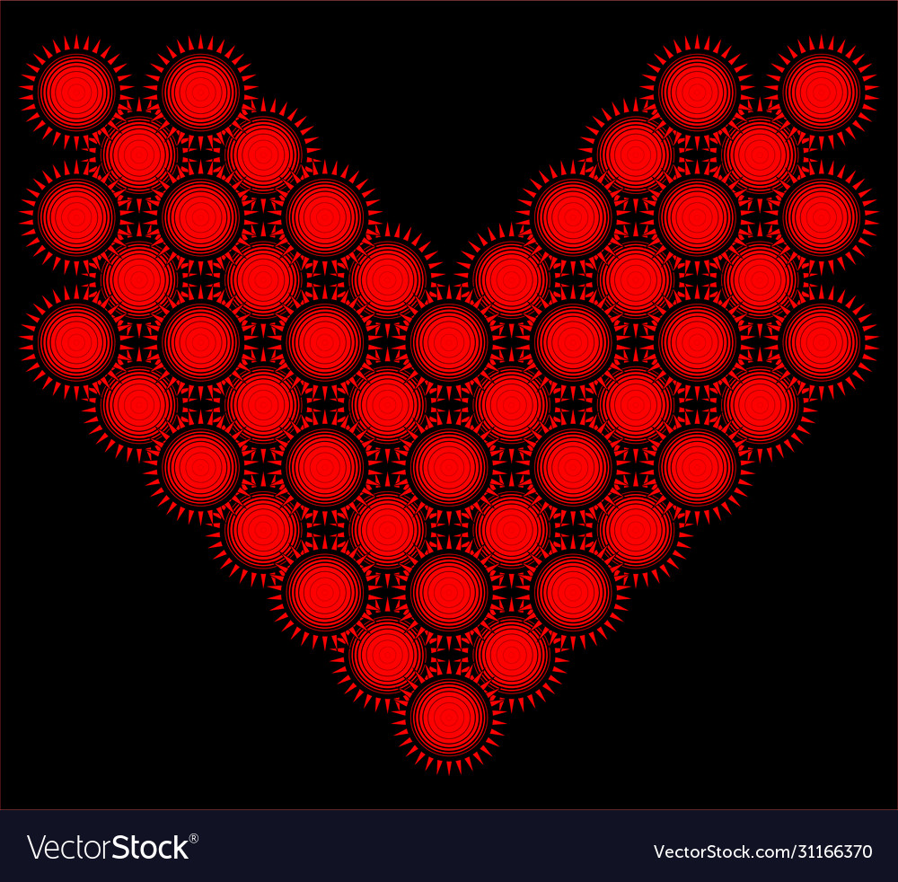 Heart from suns tile geometric red patterns vector image Heart from suns tile geometric red patterns
