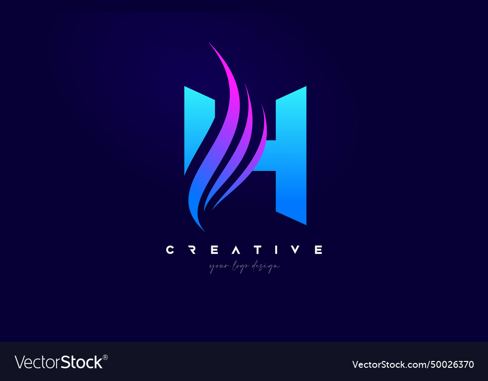 Letter h swoosh alphabet logo design Royalty Free Vector