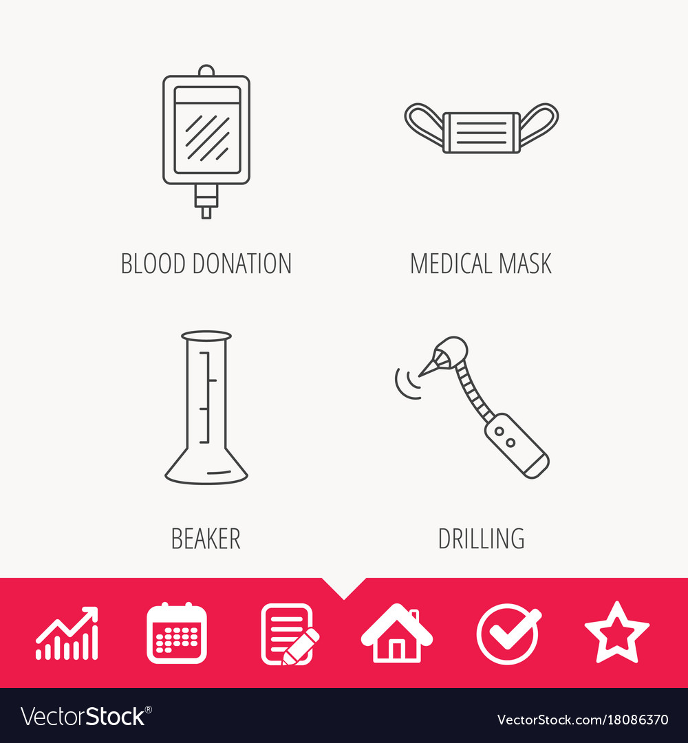Medizinische Maske Blut und Bohrwerkzeug Icons