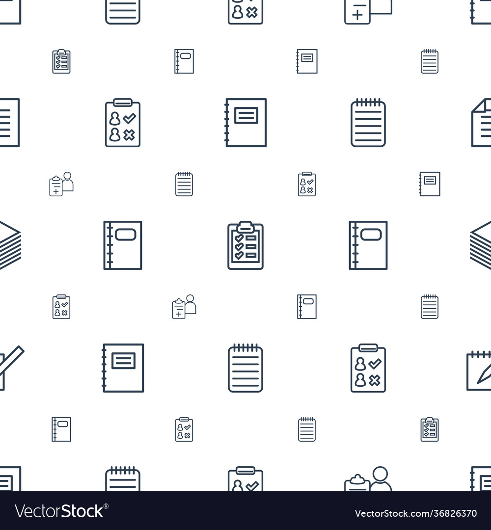 Notepad icons pattern seamless white background