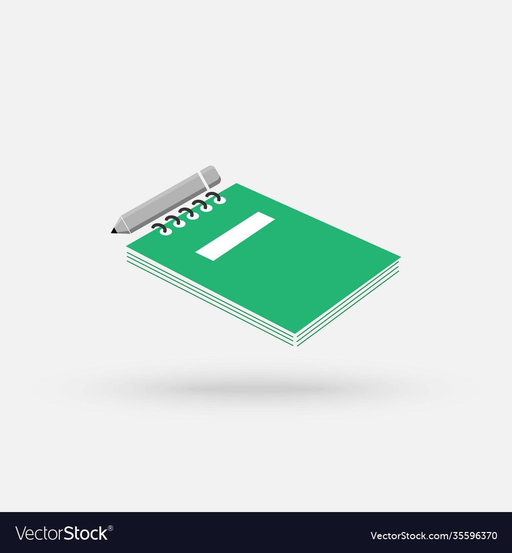 Notepad with pencil flat linear long shadow icon