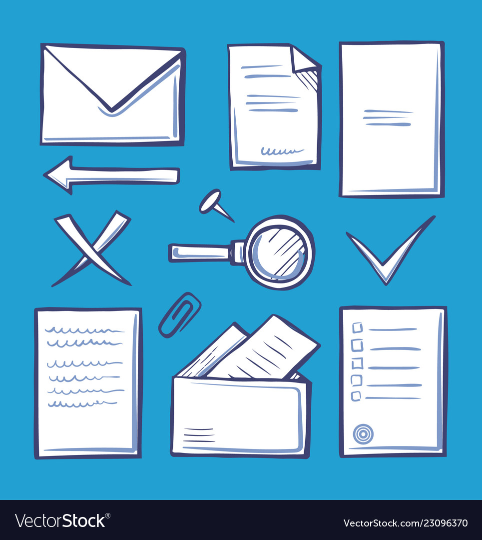 Office paper and documentation icons set