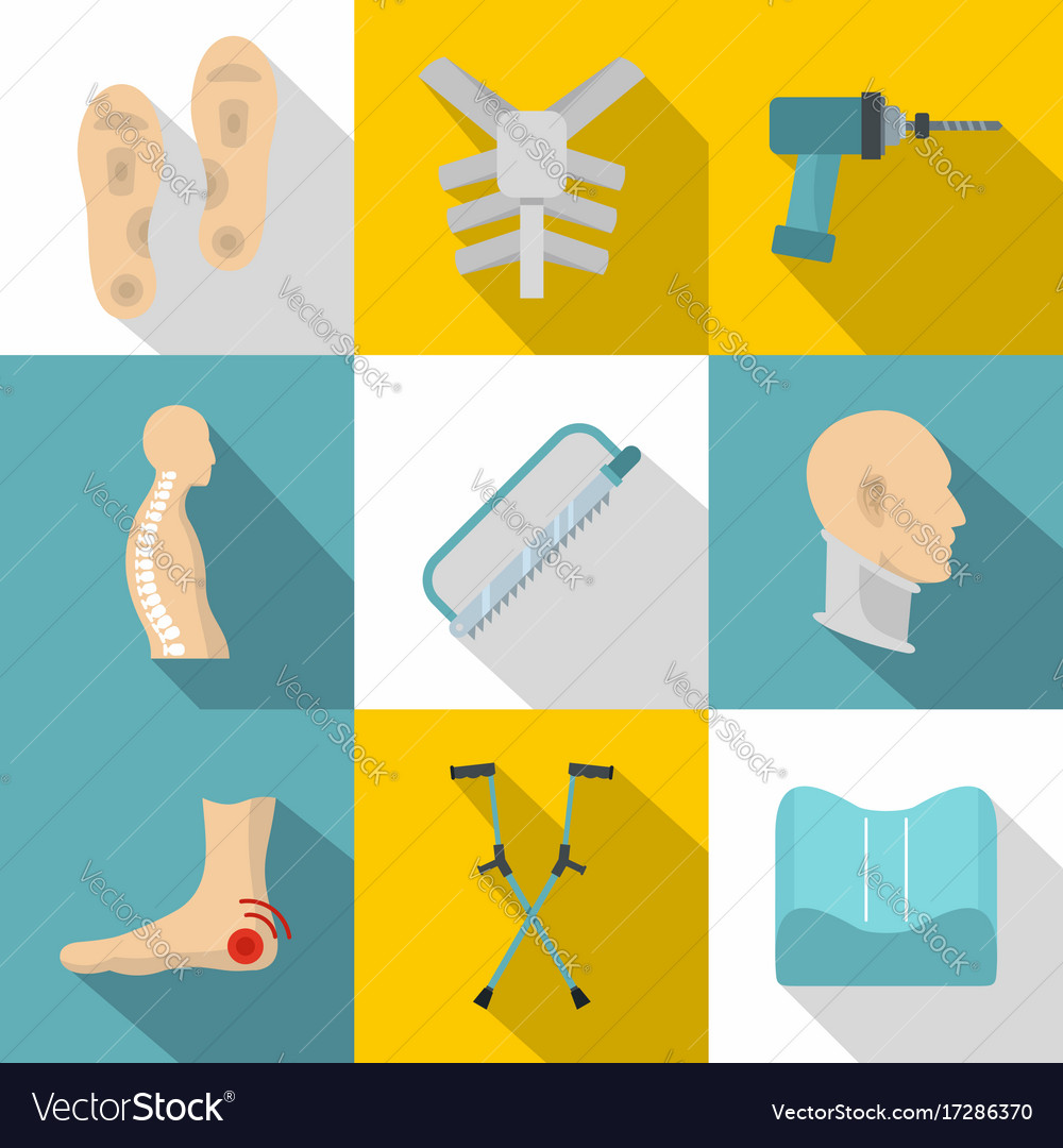 Orthopedic icon set flat style Royalty Free Vector Image