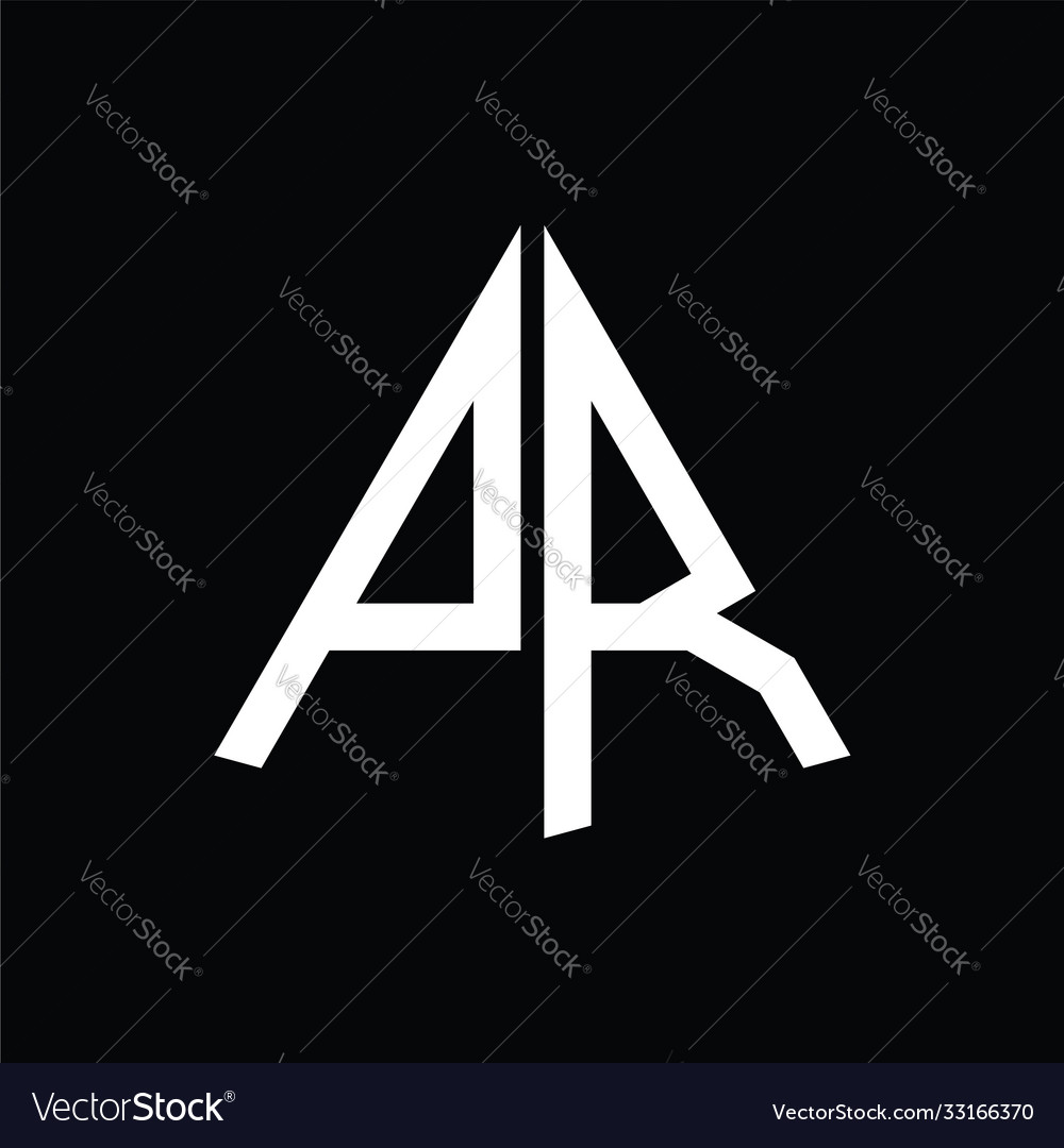 P r white triangle initials with a black