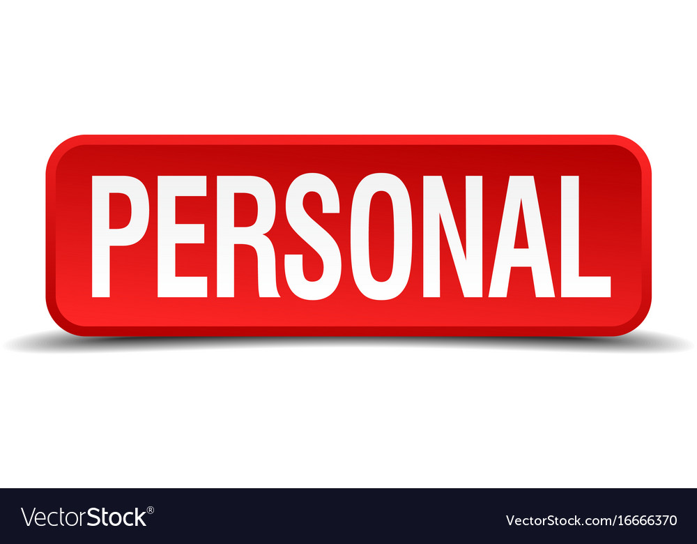 Personal red 3d square button isolated on white
