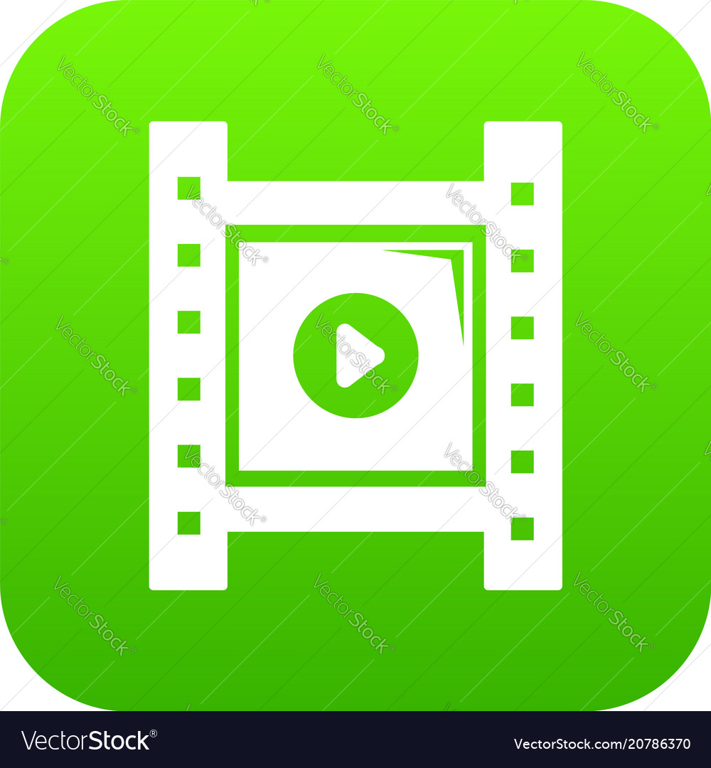 Play Film Strip Icon Green Royalty Free Vector Image